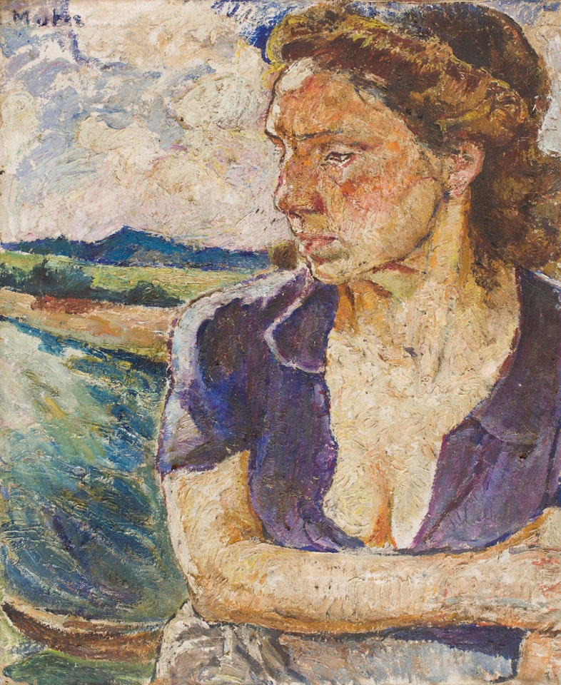 Portrait of a young woman in the background of the Rhone, lata 40. XX w. by Mela Muter