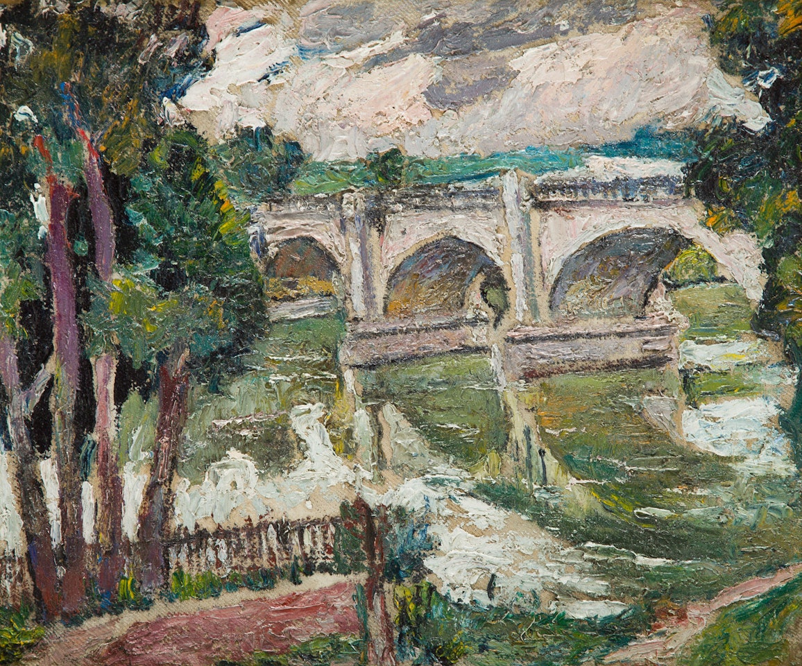 Stone bridge on the Rhone, lata 40. XX w. by Mela Muter