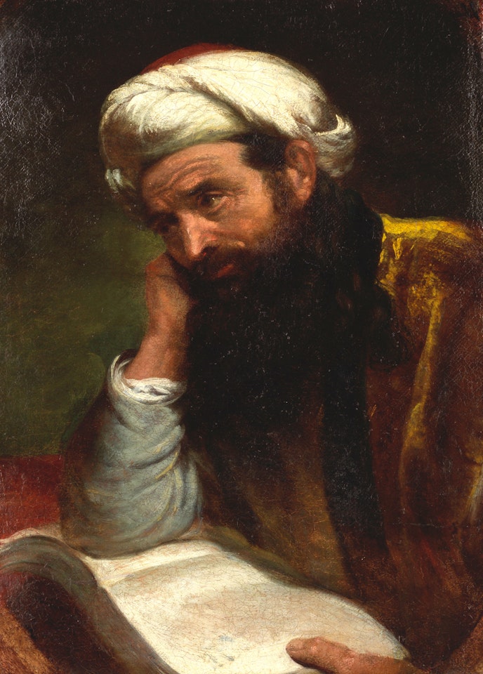 Portrait of a man wearing a turban by Continental School