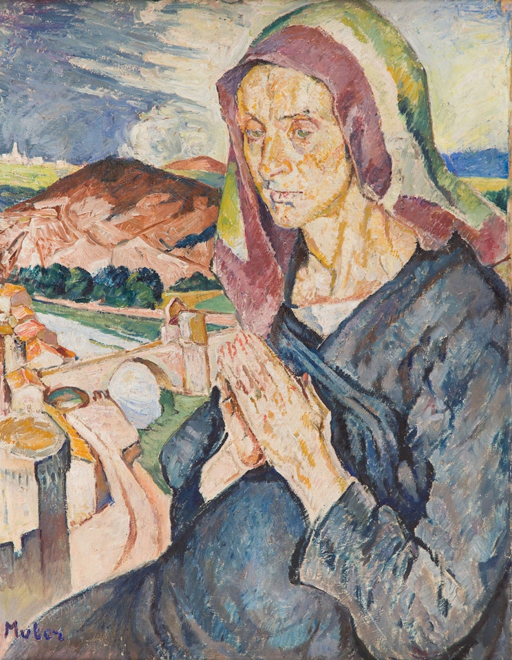 Portrait of woman against the Rhone in Avignon by Mela Muter