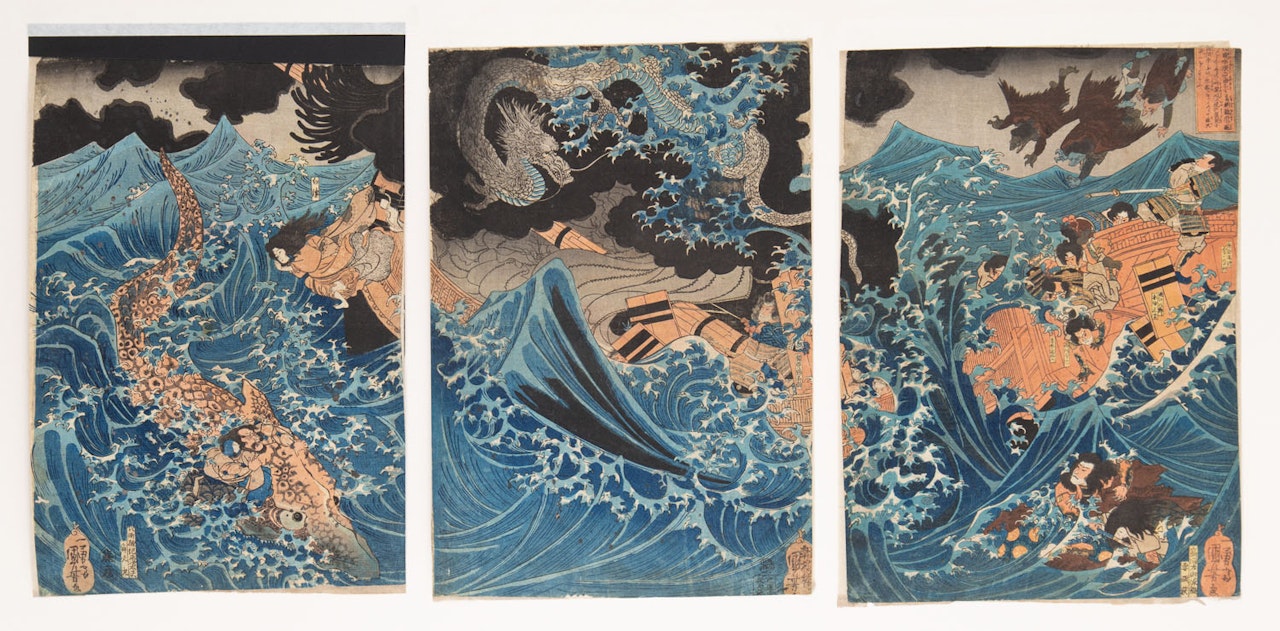 Tametomo encounters the storm in Higo province by Utagawa Kuniyoshi