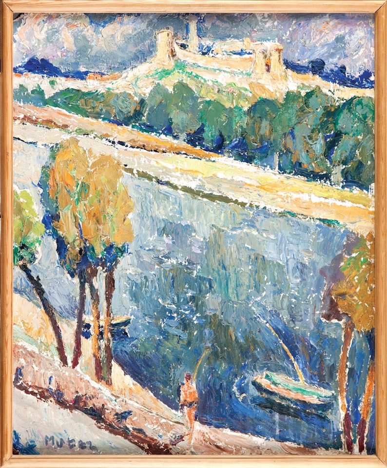 RHONE WITH A VIEW OF AVIGON CASTLE by Mela Muter