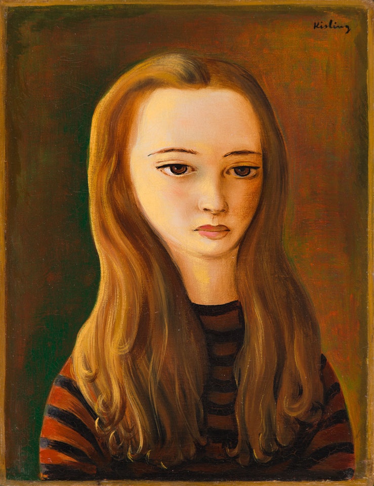 Portrait of long-haired girl by Moïse Kisling