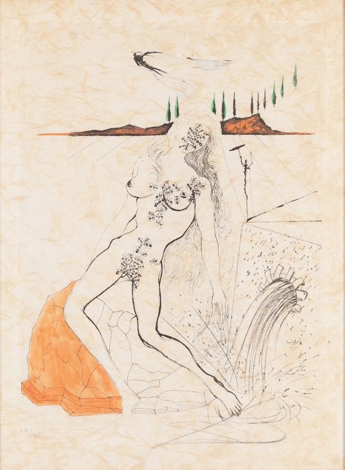 Nude at the Fountain, from "Poemes Secrets" by Guillaume Apollinaire by Salvador Dali