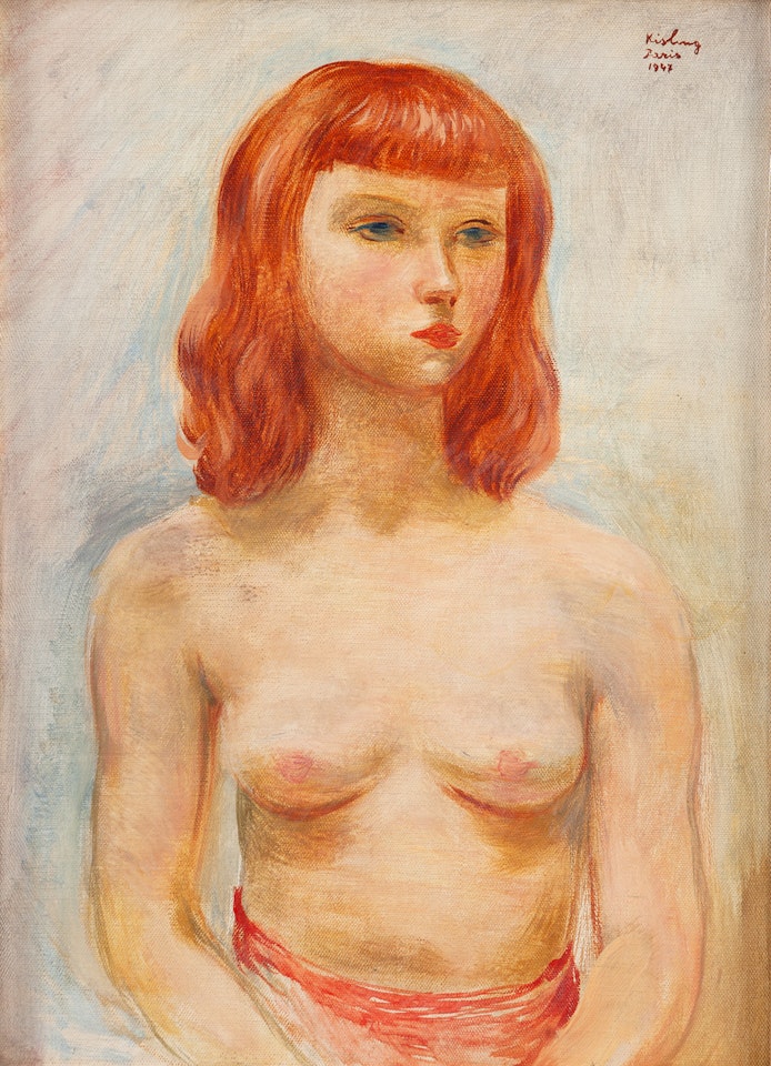 Nude of gingerhair girl ("Buste nu", "Jeune femme blonde") by Moïse Kisling