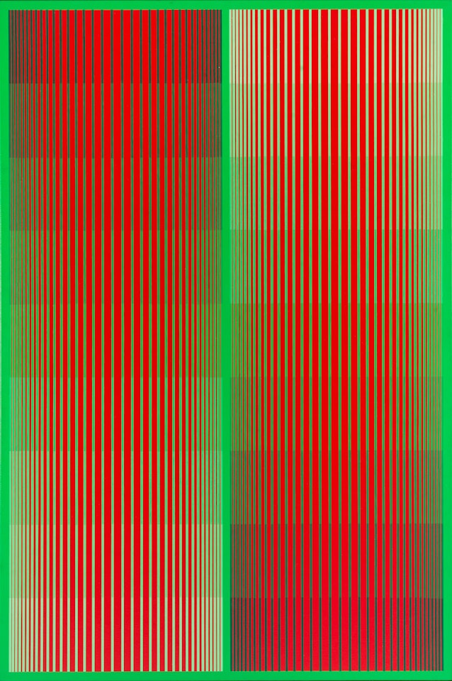 "Greening Red Duo" ("Dual Reds II") by Richard Anuszkiewicz
