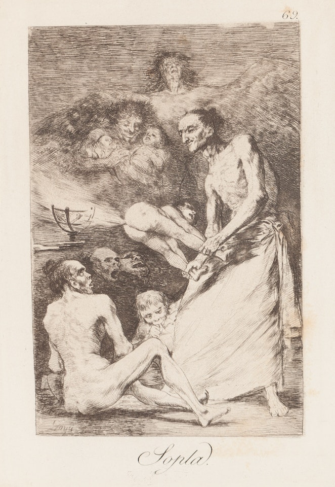 Sopla from the "Los Caprichos" cycle by Francisco José de Goya