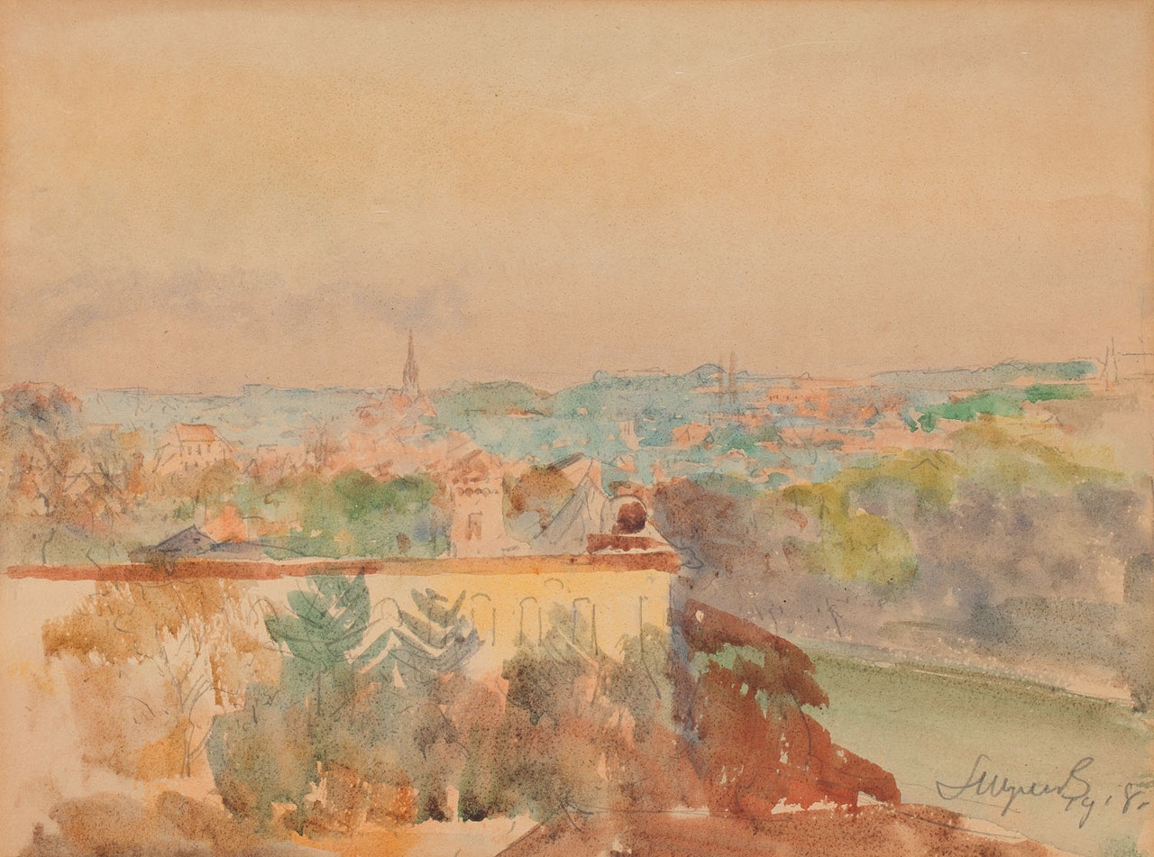 A view of the Norbertine Monastery in Krakow by Leon Wyczolkowski