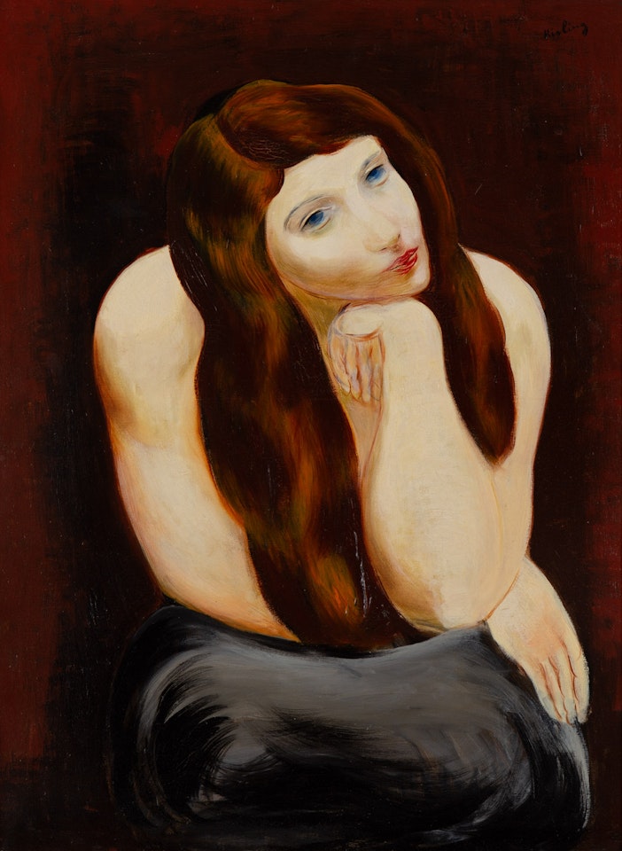 Seated girl by Moïse Kisling