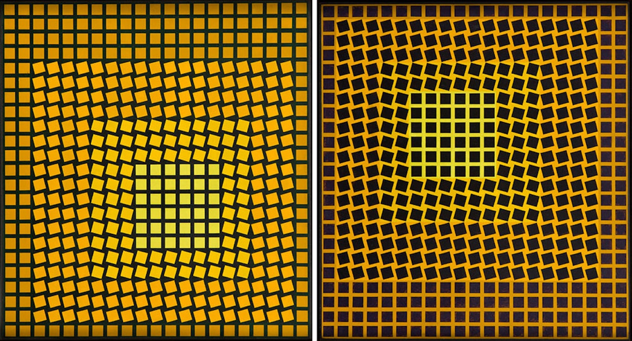 "ERIDAN-C" (diptych: violet & vert) by Victor Vasarely