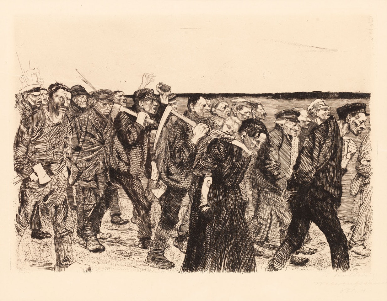March of the Weavers, from the "Ein Weberaufstand" Cycle by Kathe Kollwitz