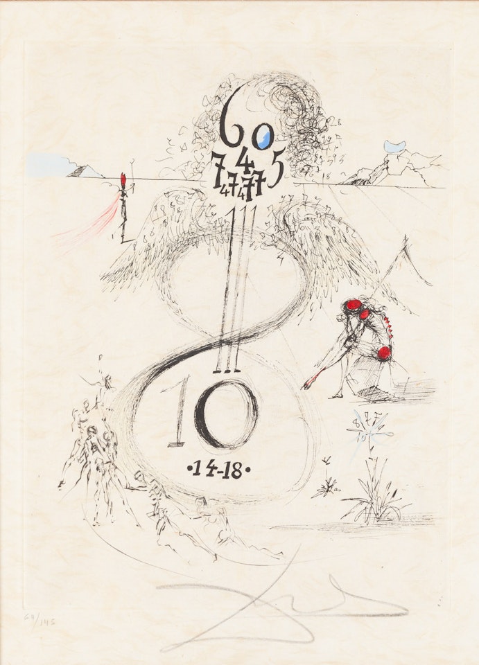 La Guerre de 1914-1918 from the Guillaume Apollinaire"s "Poemes Secrets" cycle by Salvador Dali