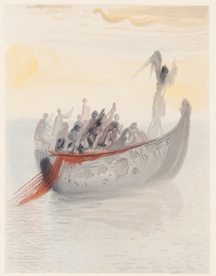Purgatory, Canto II ("The Ship of Souls") from the "Divine Comedy" cycle by Salvador Dali