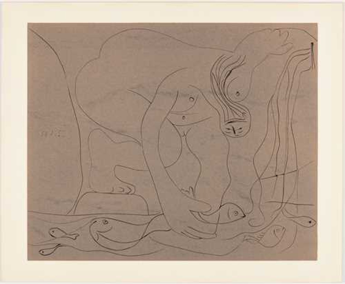 Femme nue pêchant des truites à la main by Pablo Picasso