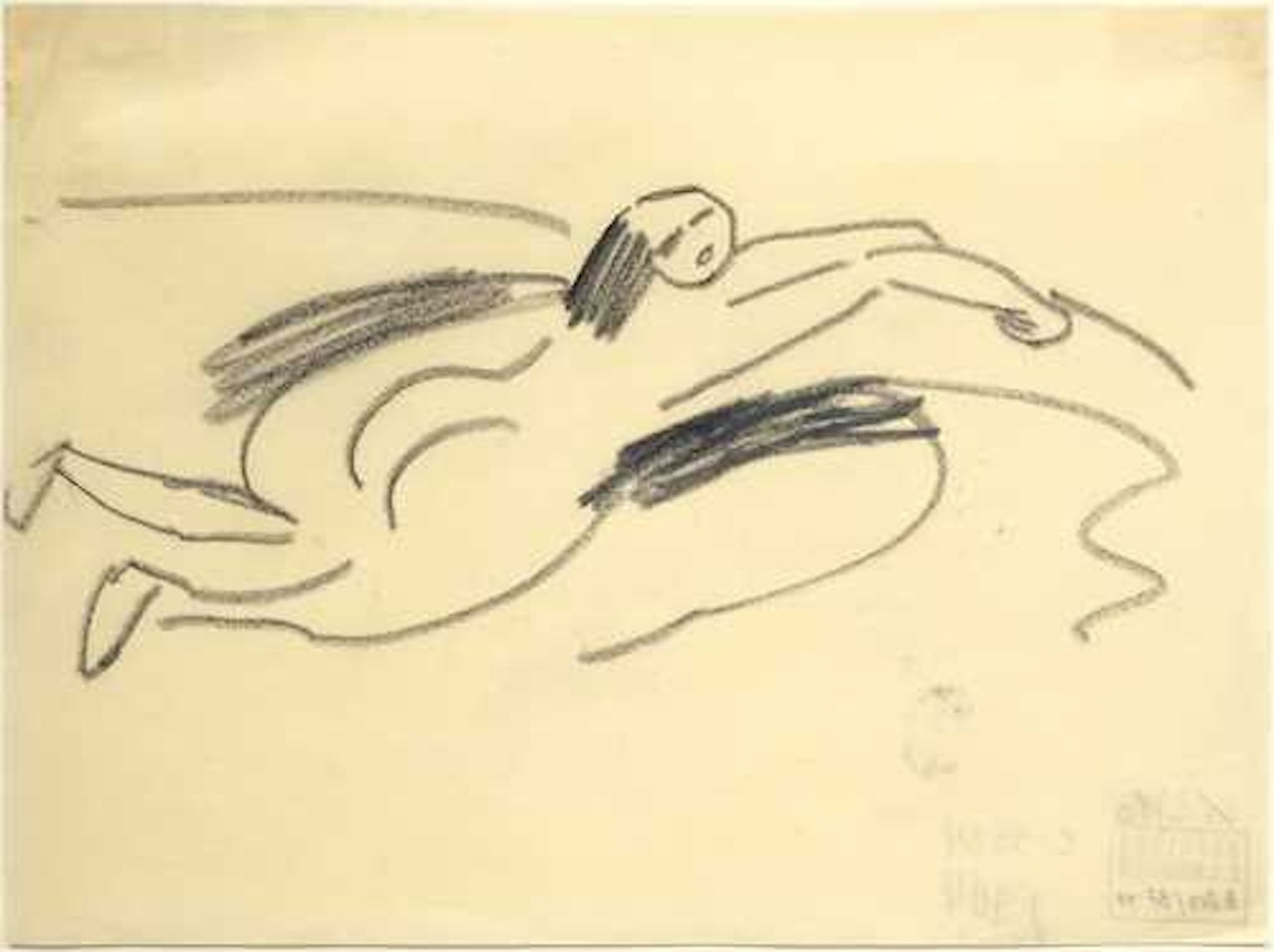 Small nude lying on the shore by Ernst Ludwig Kirchner