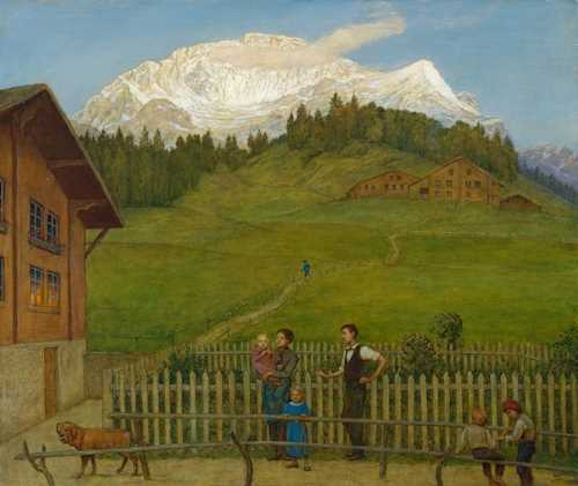 Peasant family with a view of the north side of the Wengen-Jungfrau by Hans Thoma