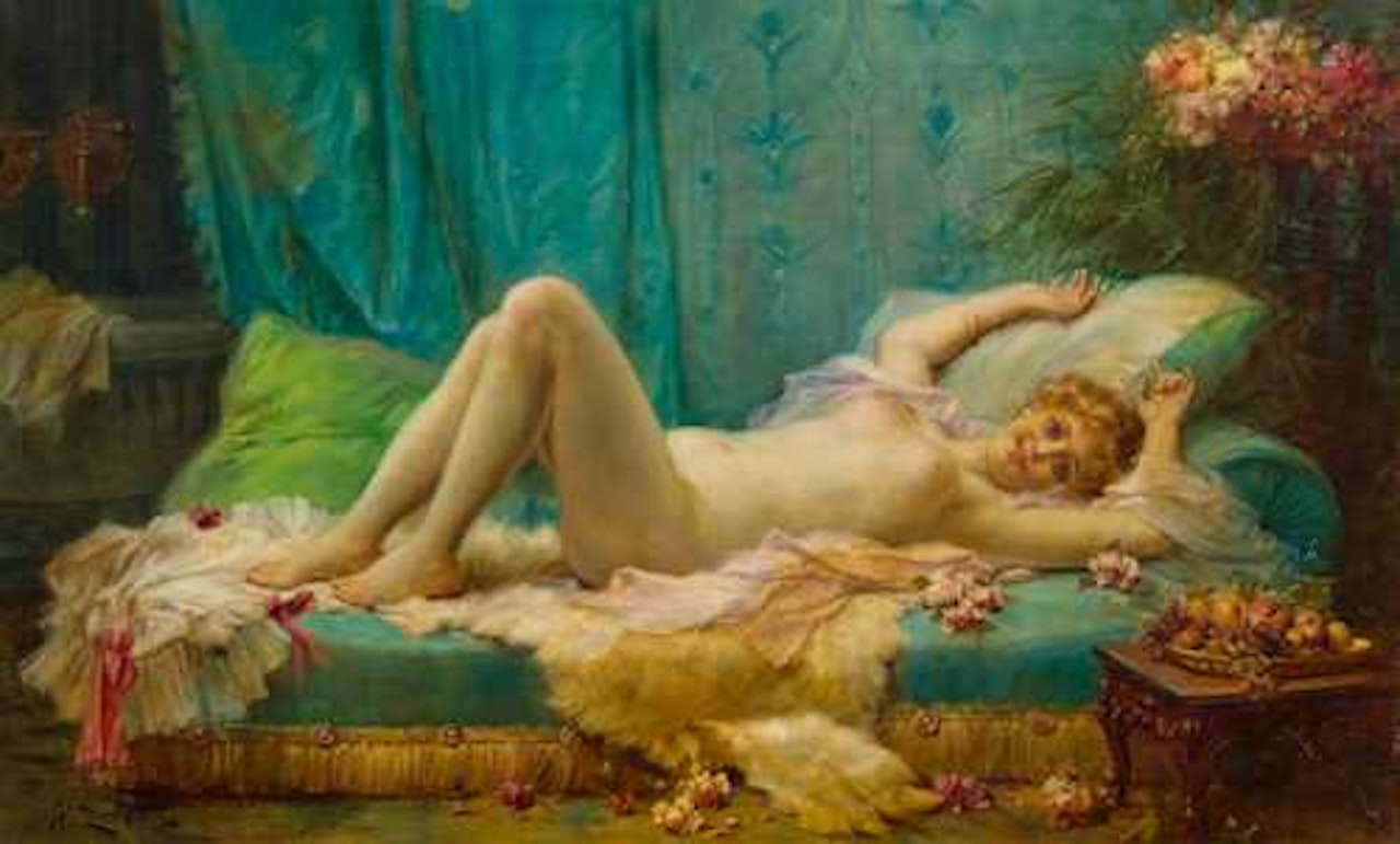 After the bath. by Hans Zatzka