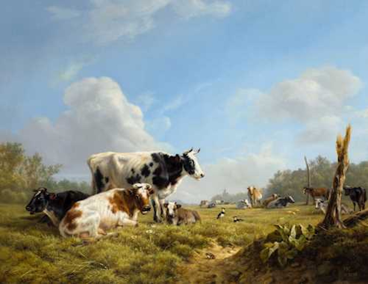 Cows in a pasture by Henriette Ronner-Knip