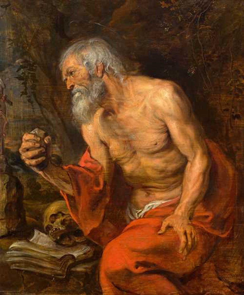 St Jerome in the Wilderness. by Anthony van Dyck