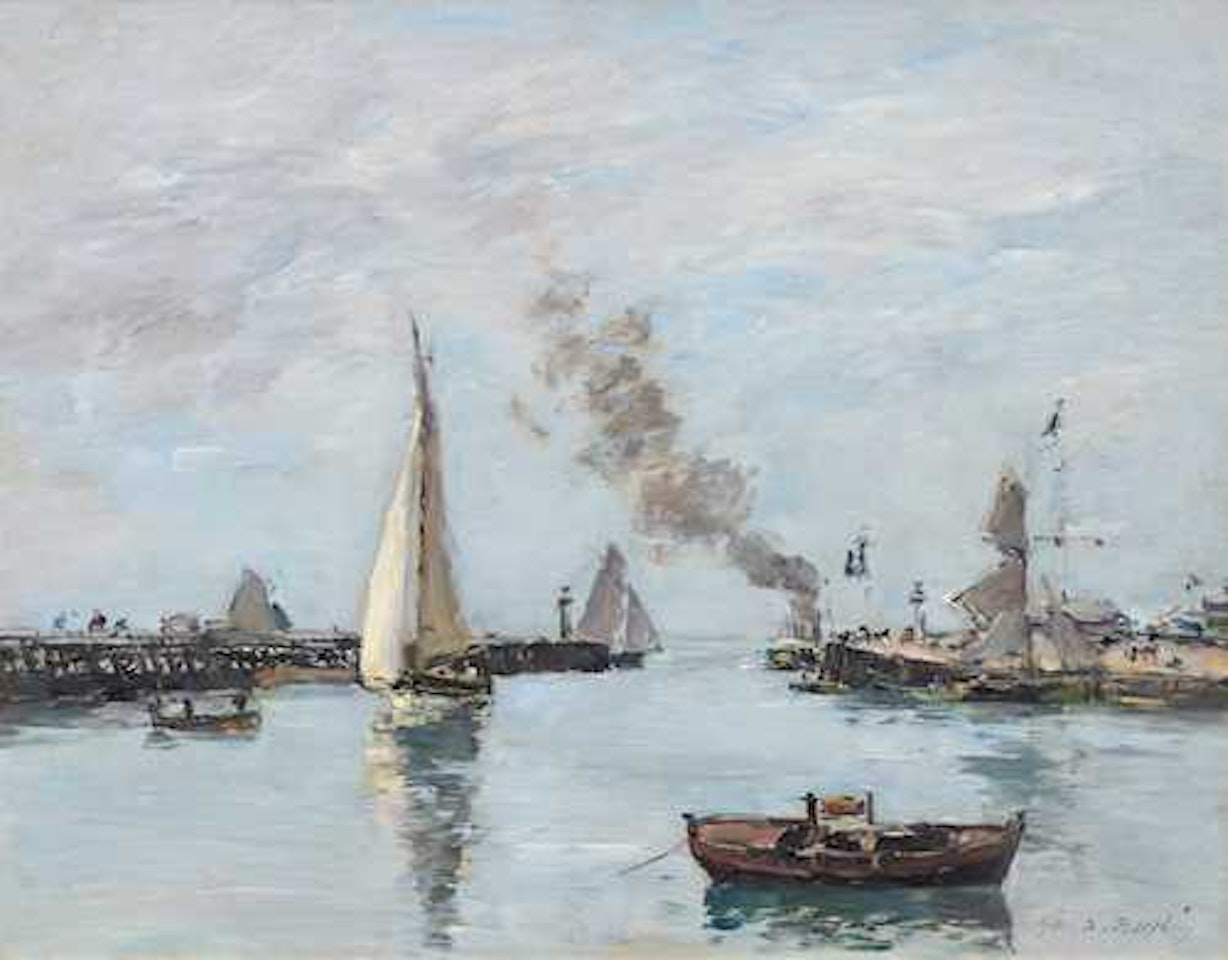 Trouville. Les jetées. Marée haute by Eugène Boudin