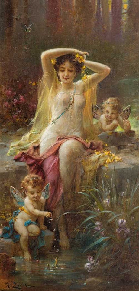 Nymph with putti by Hans Zatzka