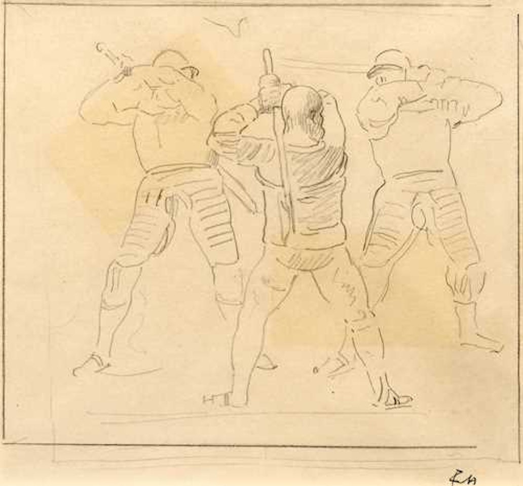 A three-figure study for the ‘The Battle of Näfels" by Ferdinand Hodler