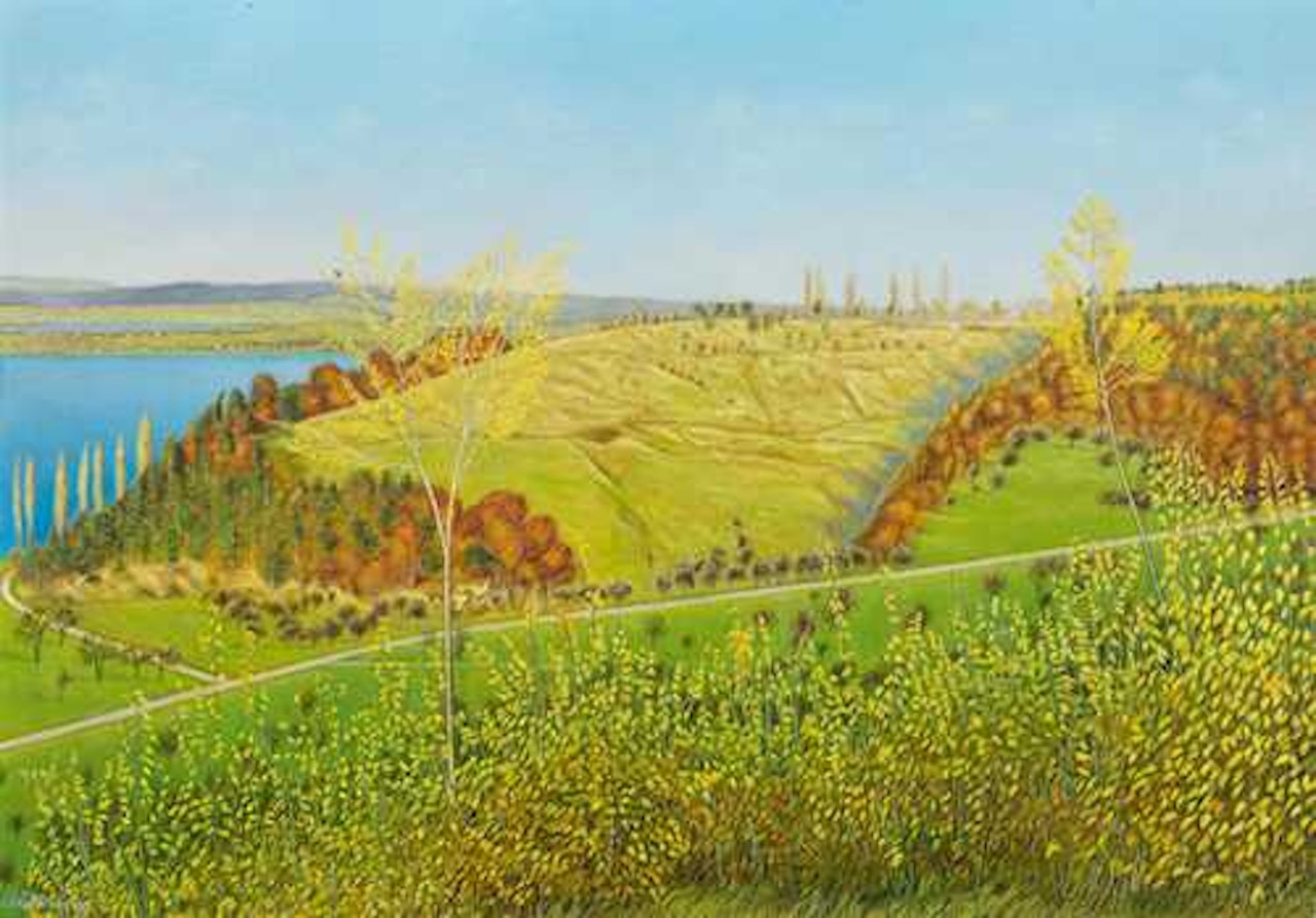 A spring landscape at Lower Lake Constance by Adolf Dietrich