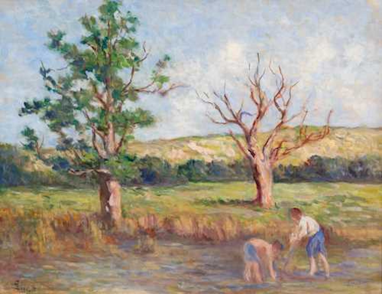 Rolleboise, jeux dans la mare by Maximilien Luce