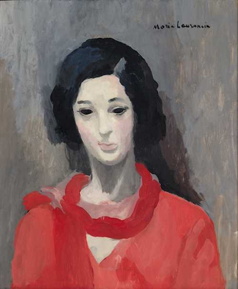 Portrait d"une femme en rouge by Marie Laurencin