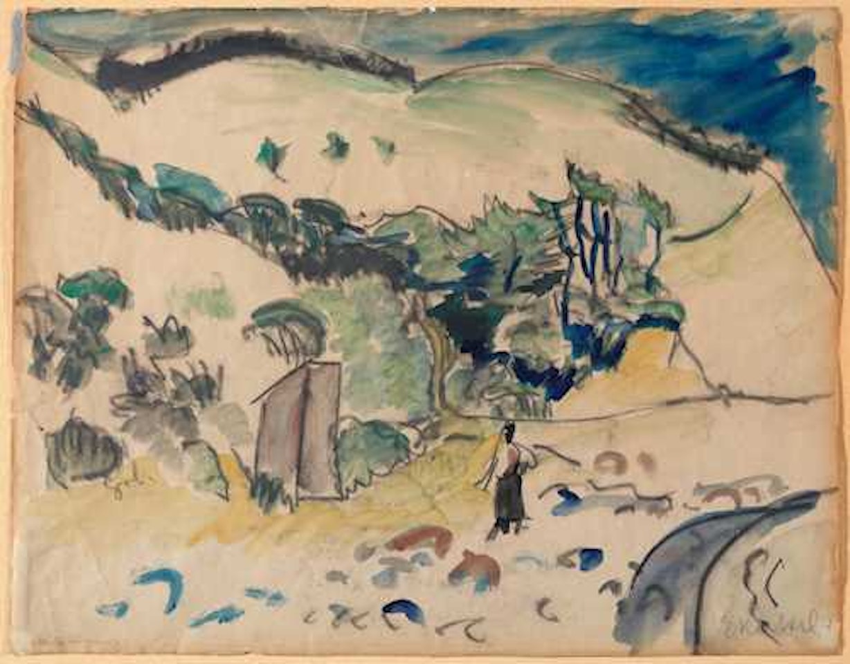 Hütte am Strand (Hut on the beach) by Erich Heckel