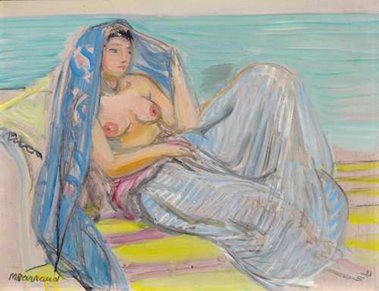 Demi-nu allongé. by Maurice Barraud