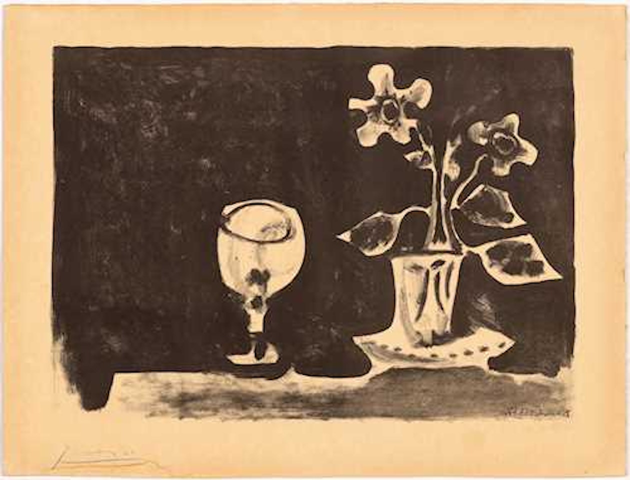 Nature morte aux Verre et Fleurs by Pablo Picasso