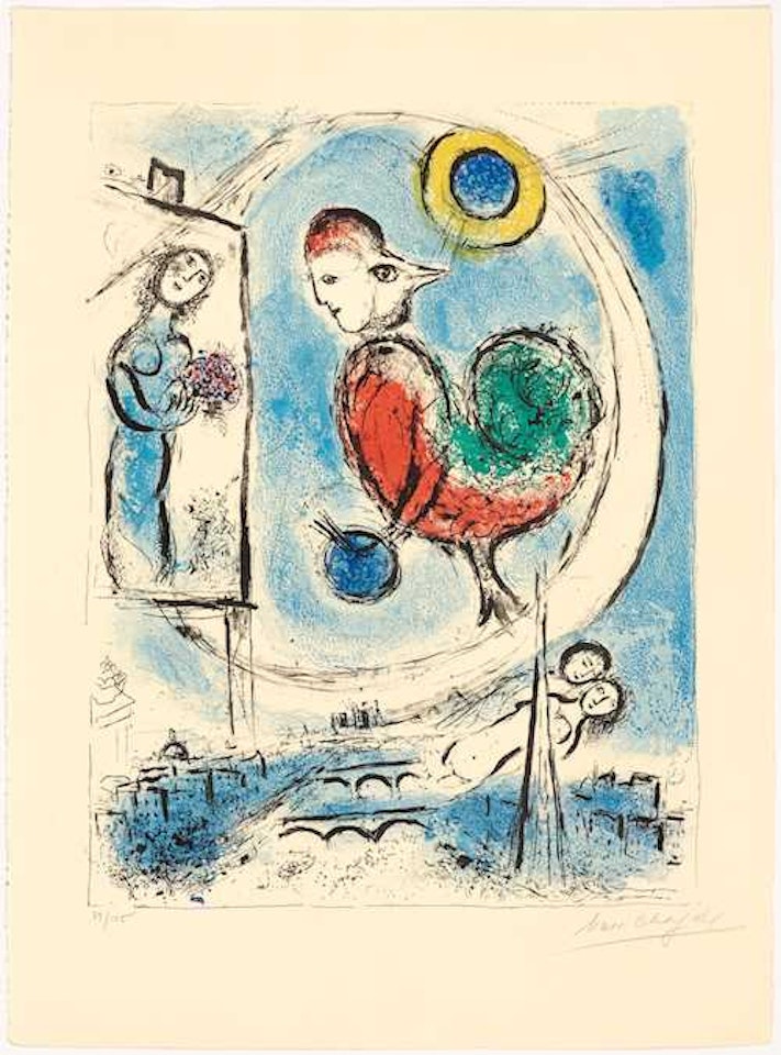Le coq sur Paris by Marc Chagall