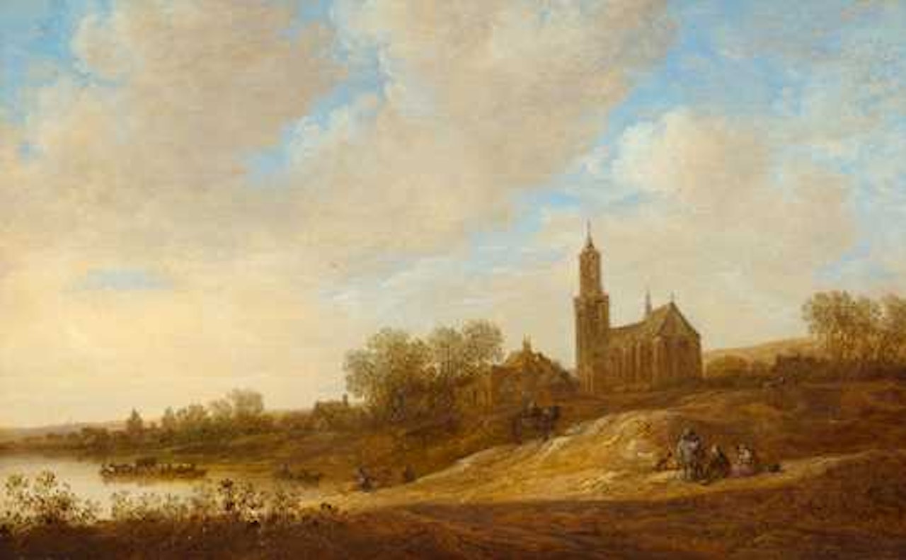 River landscape with view of Amerongen by Jan van Goyen