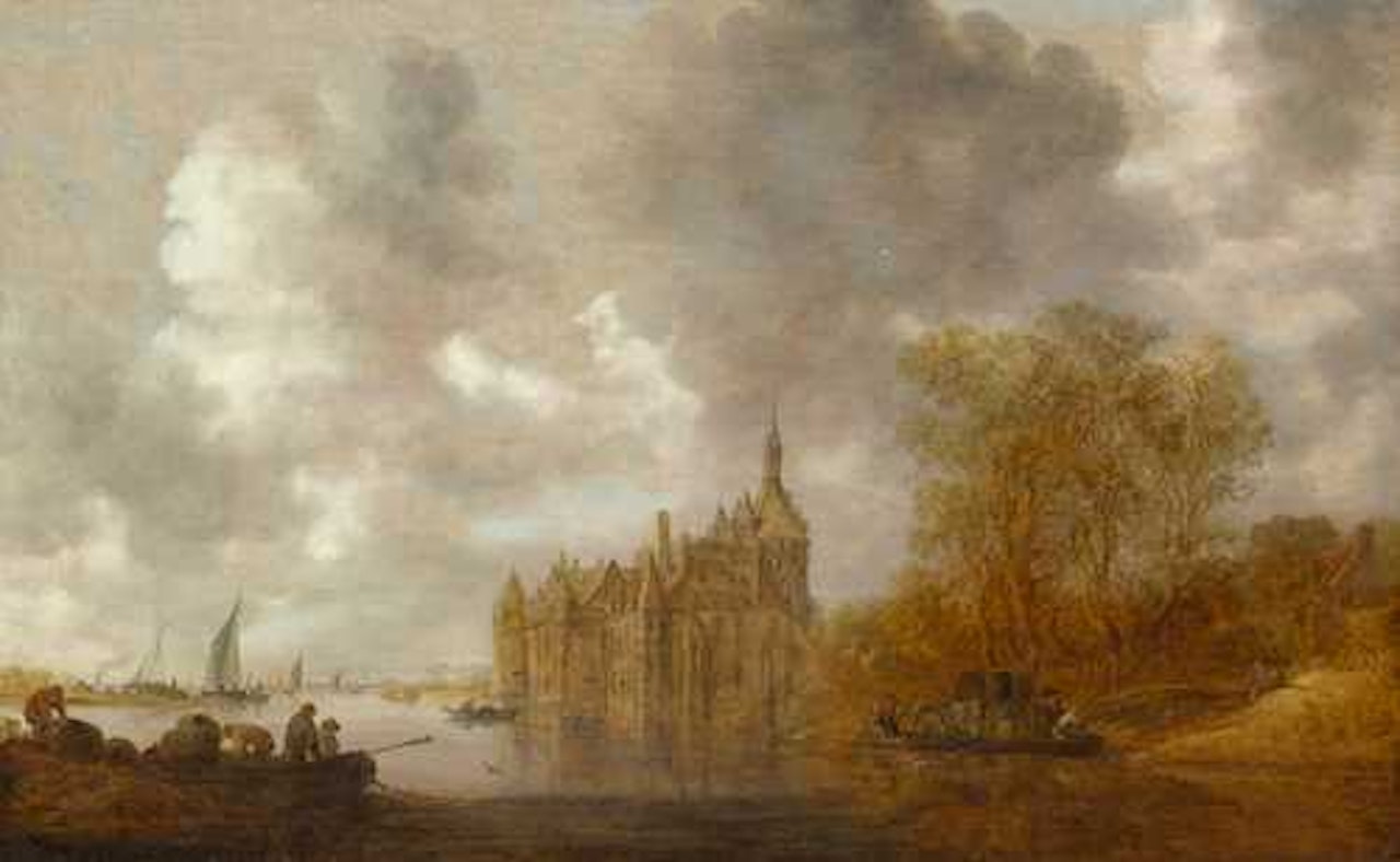 River landscape with a castle by Jan van Goyen