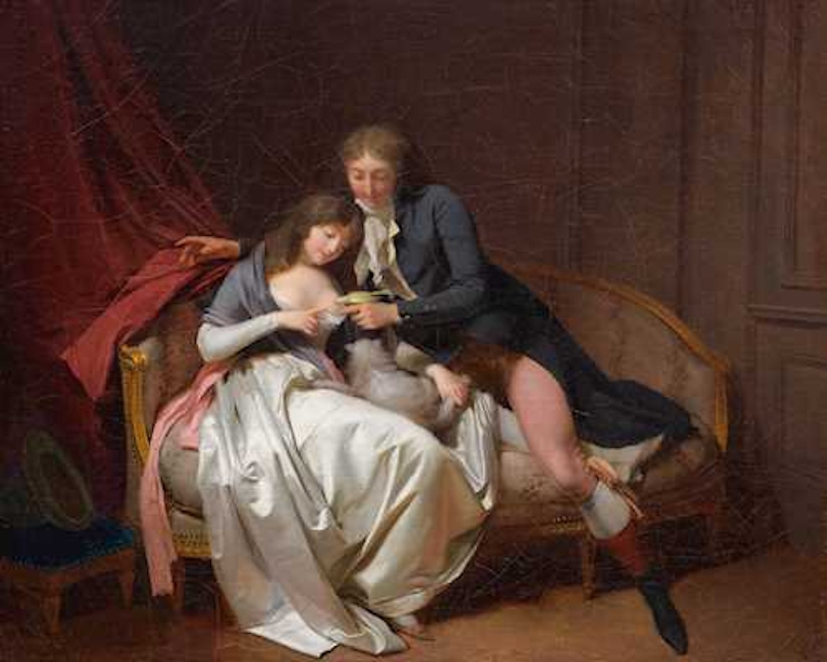 Interior gallant scene: "The Young Spouses" by Louis-Leopold Boilly