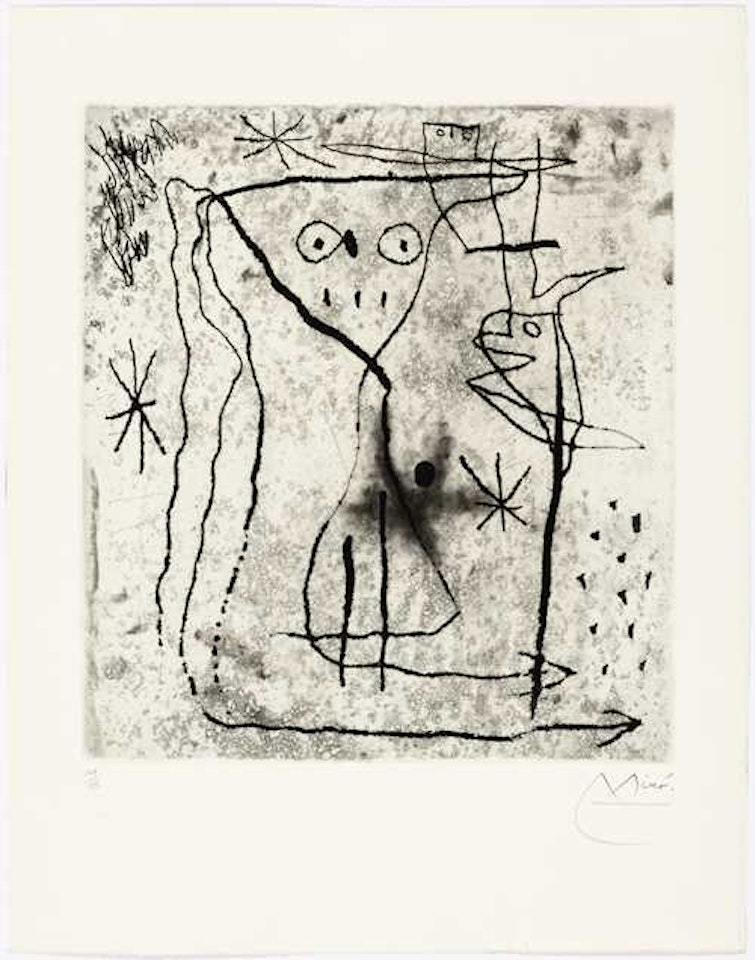 Jeune fille aux deux oiseaux by Joan Miró
