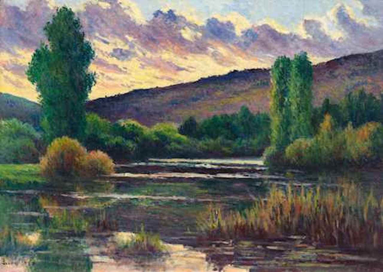 Paysage au crépuscule à l"étang de Moulineux by Maximilien Luce