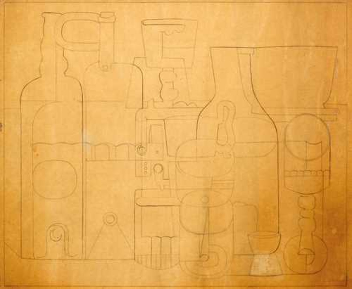 Esquisse au trait pour Nature morte du pavillon de l"Esprit Nouveau by Le Corbusier