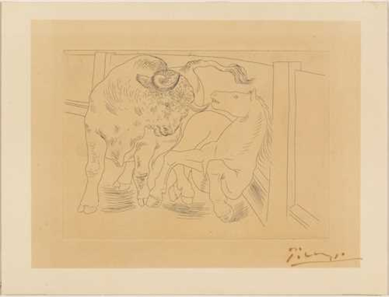 Taureau et cheval by Pablo Picasso