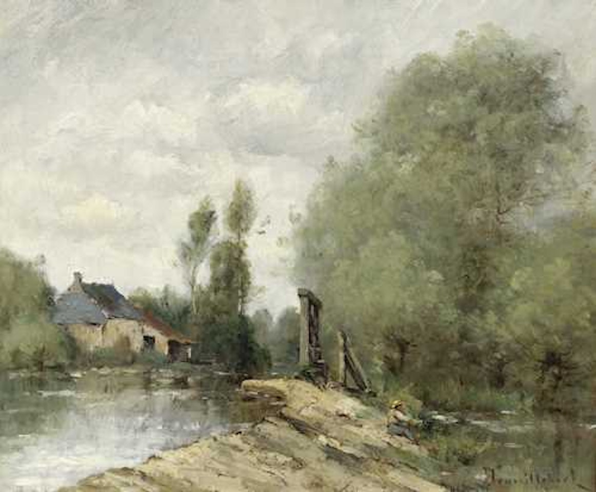 Fisherman by a shore by Paul Désiré Trouillebert