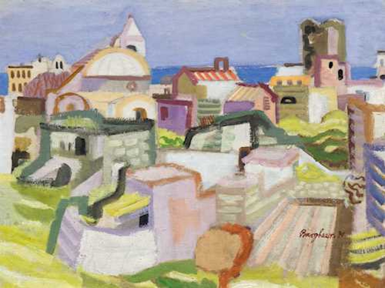 View of Forio d"Ischia; Verso: Gorge near S. Angelo by Eduard Bargheer
