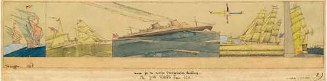 Mural for the Marine Transportation Building, New York World"s Fair 1939. by Lyonel Feininger