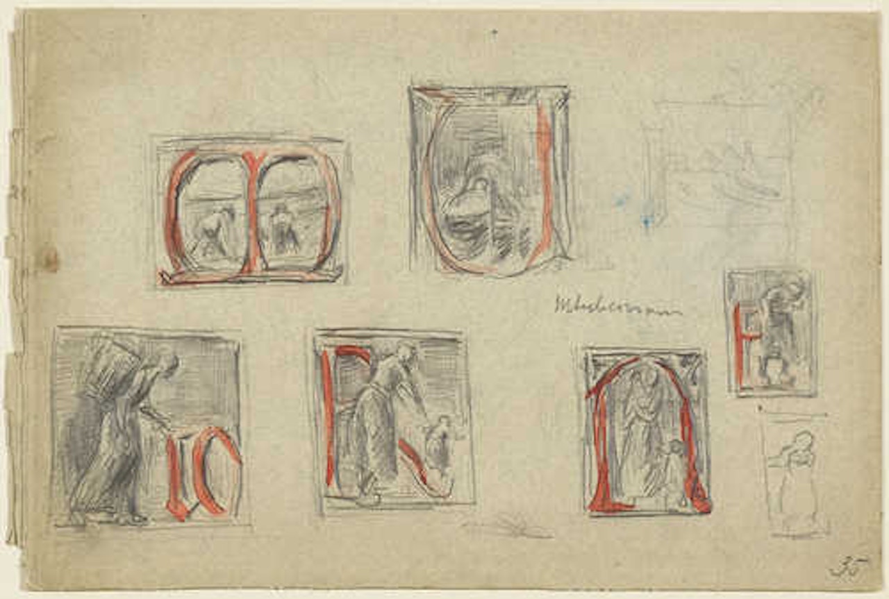 Sketch sheet for a picture alphabet by Max Liebermann