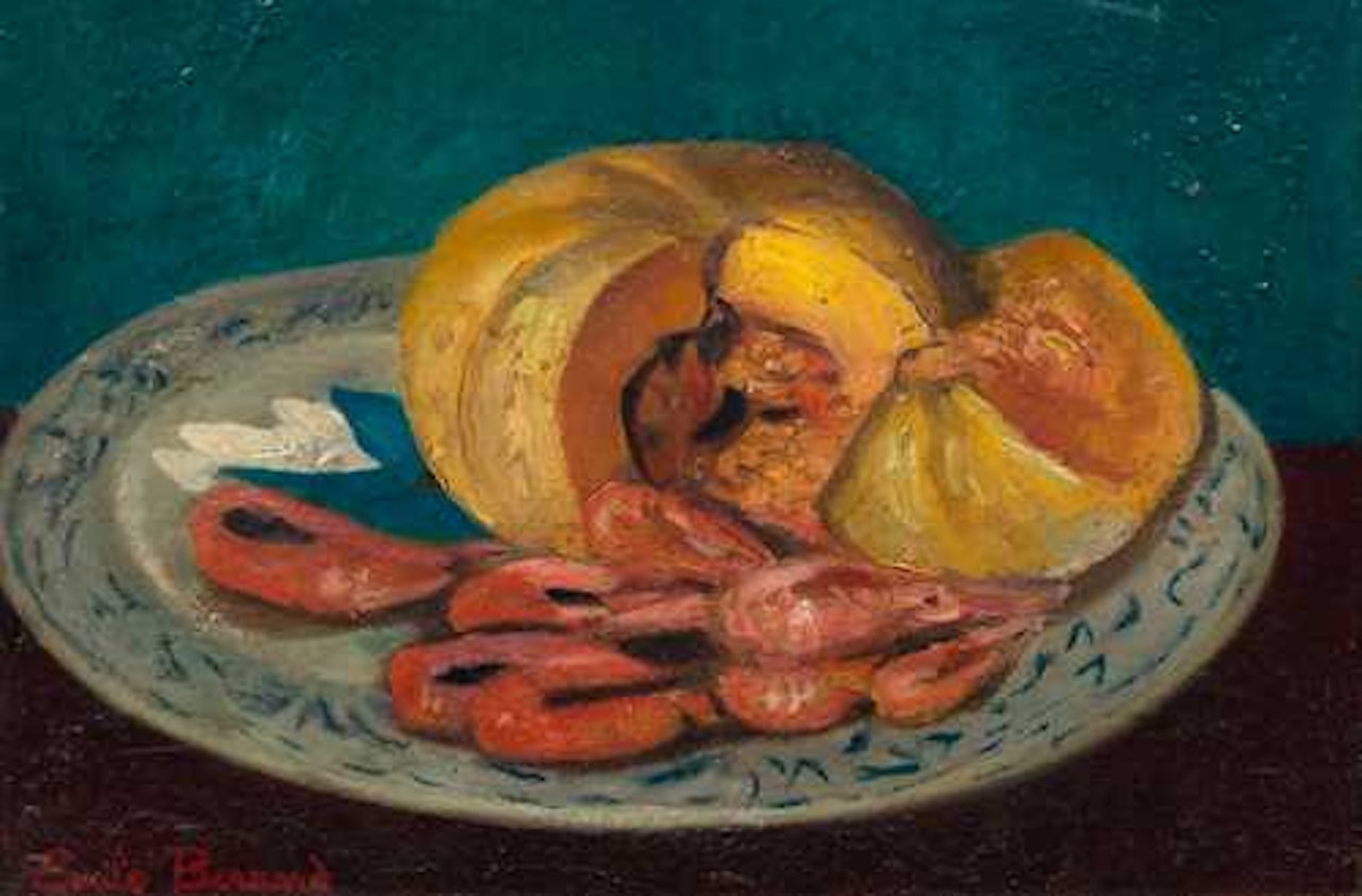 Nature morte avec melon et crevettes by Emile Bernard