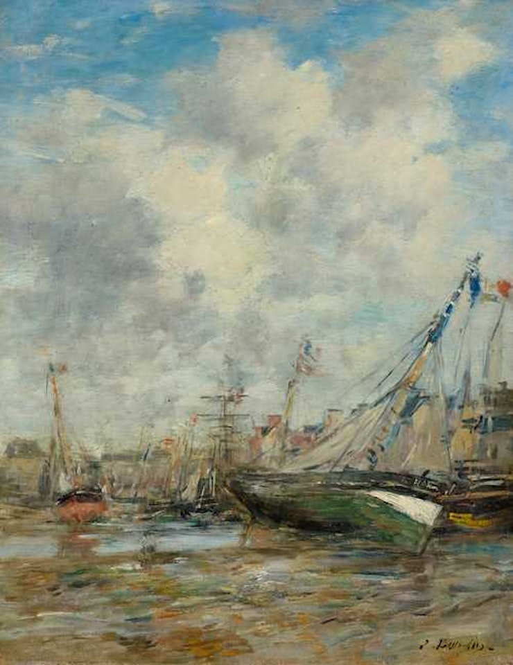 Harbour view at Trouville by Eugène Boudin