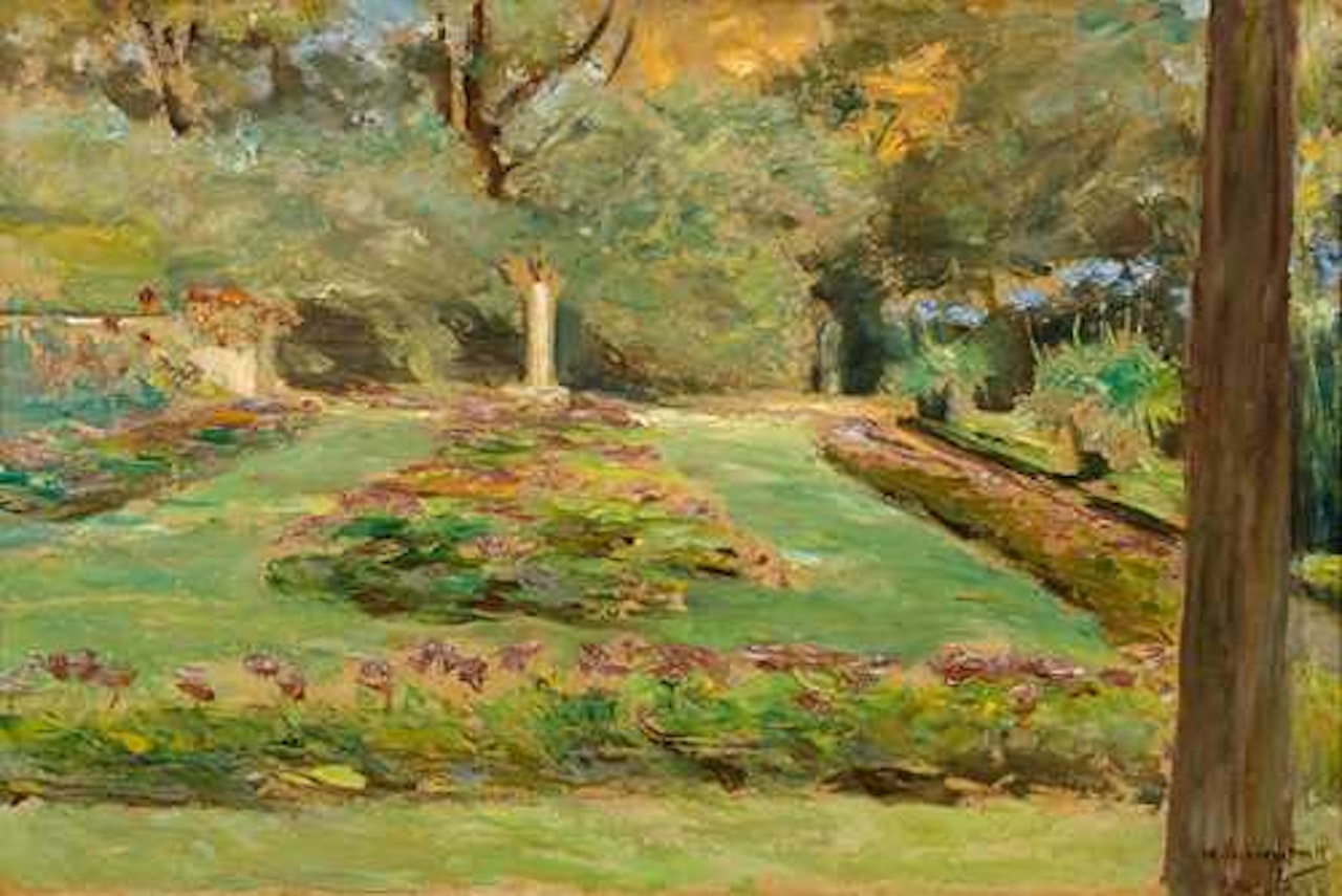Blumenterrasse im Wannseegarten nach Norden by Max Liebermann