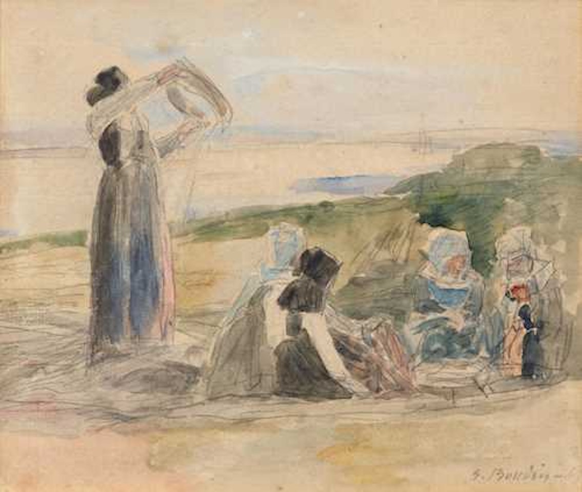 Breton women on the beach by Eugène Boudin