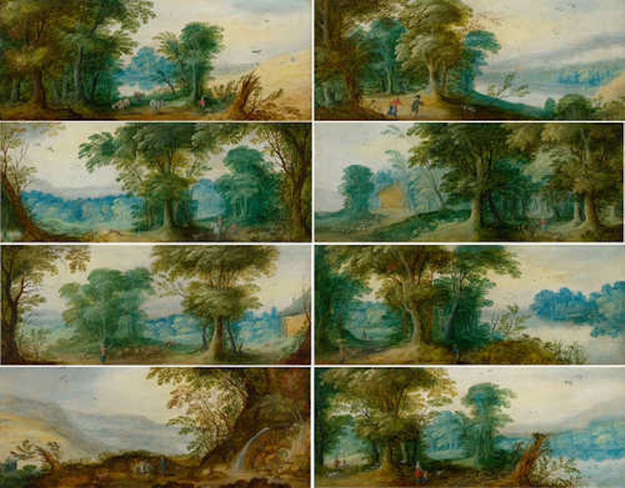 Series of 12 landscapes with figures. by Flemish School