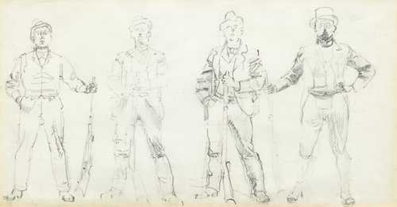 Study of four Vaudois marksmen by Ferdinand Hodler